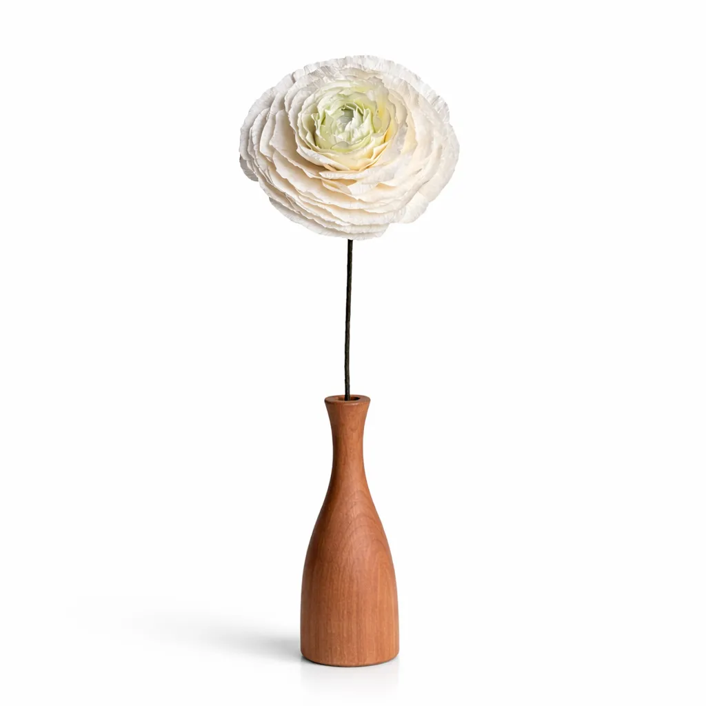 Ranunculus El Yapımı Kağıt Çiçek (Beyaz)