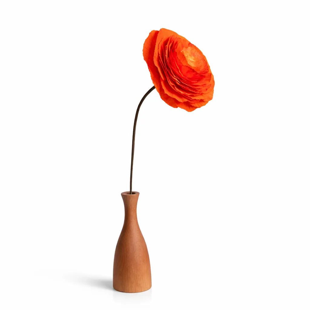 Ranunculus El Yapımı Kağıt Çiçek (Turuncu) - Görsel 2